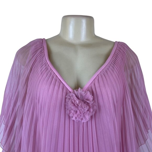 Vintage Themes Womens Pink Pleated Maxi Dress Elegant Flowing Design Size 16 - Picture 4 of 8
